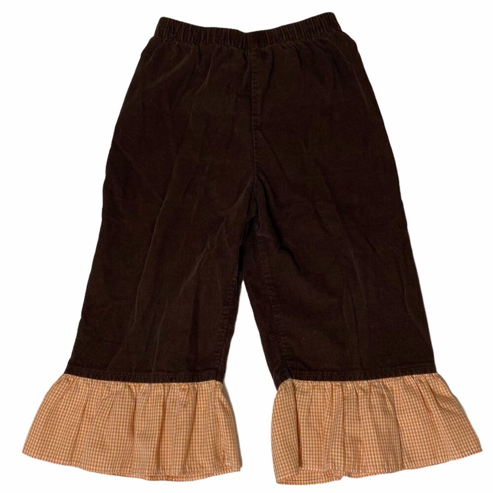 Girls Pants Size 2T Ruffled Brown & Orange Gingham Zuccini brand